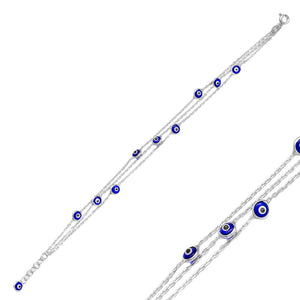 3 Layer Evil Eye Bracelet in Silver